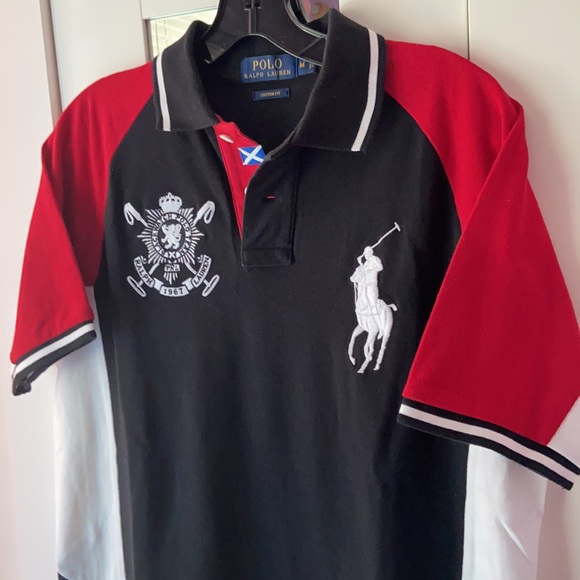 POLO RALPH LAUREN POLO BLACK SHIRT MEDIUM CUSTOM - Picture 3 of 3